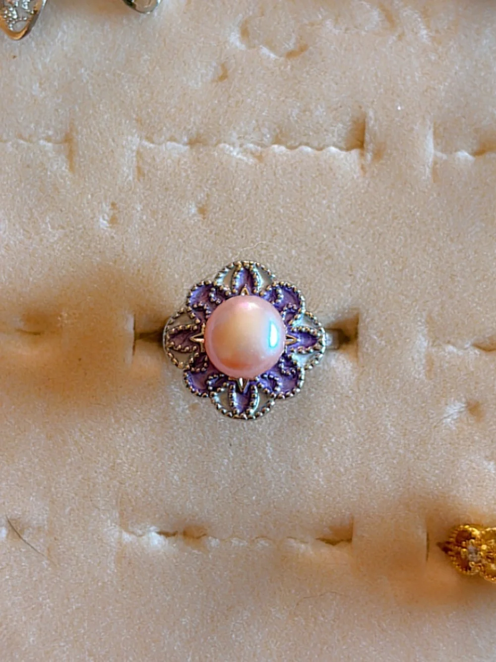 Pink and Purple Clover Cocktail Ring | Modern Contemporary Art Deco | Adjustable